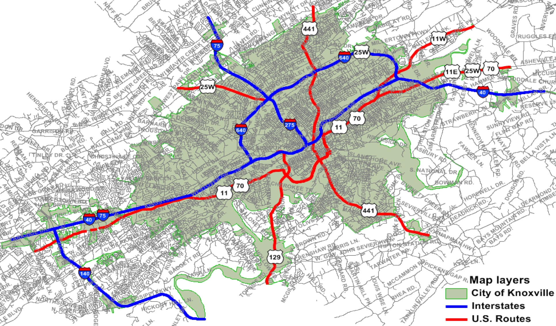 Printable Road Map Of Tennessee