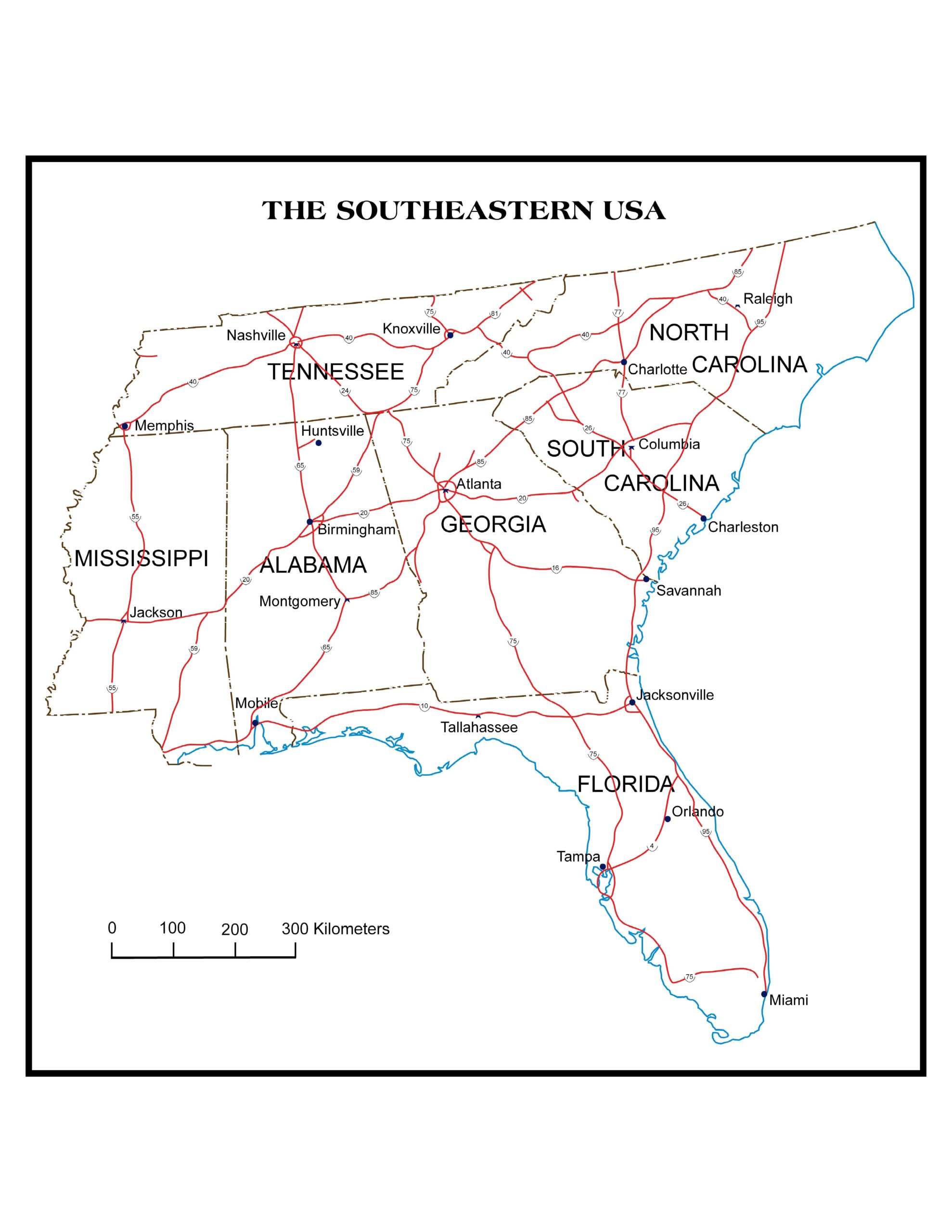 Southeast Region Map Printable