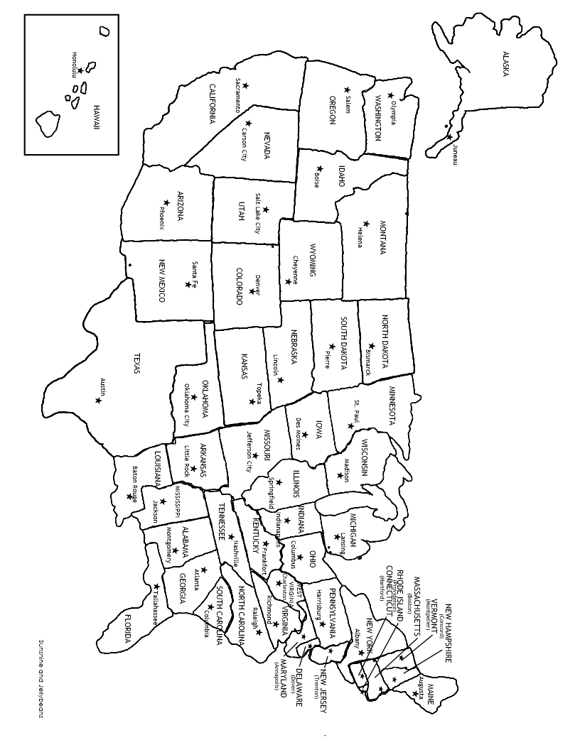 50 States And Capital Map Printable Quiz