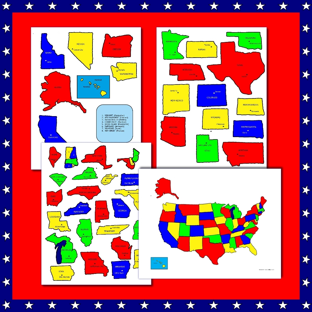 U S States Map Printable Jigsaw Puzzle Grades 3 7 Made By Teachers