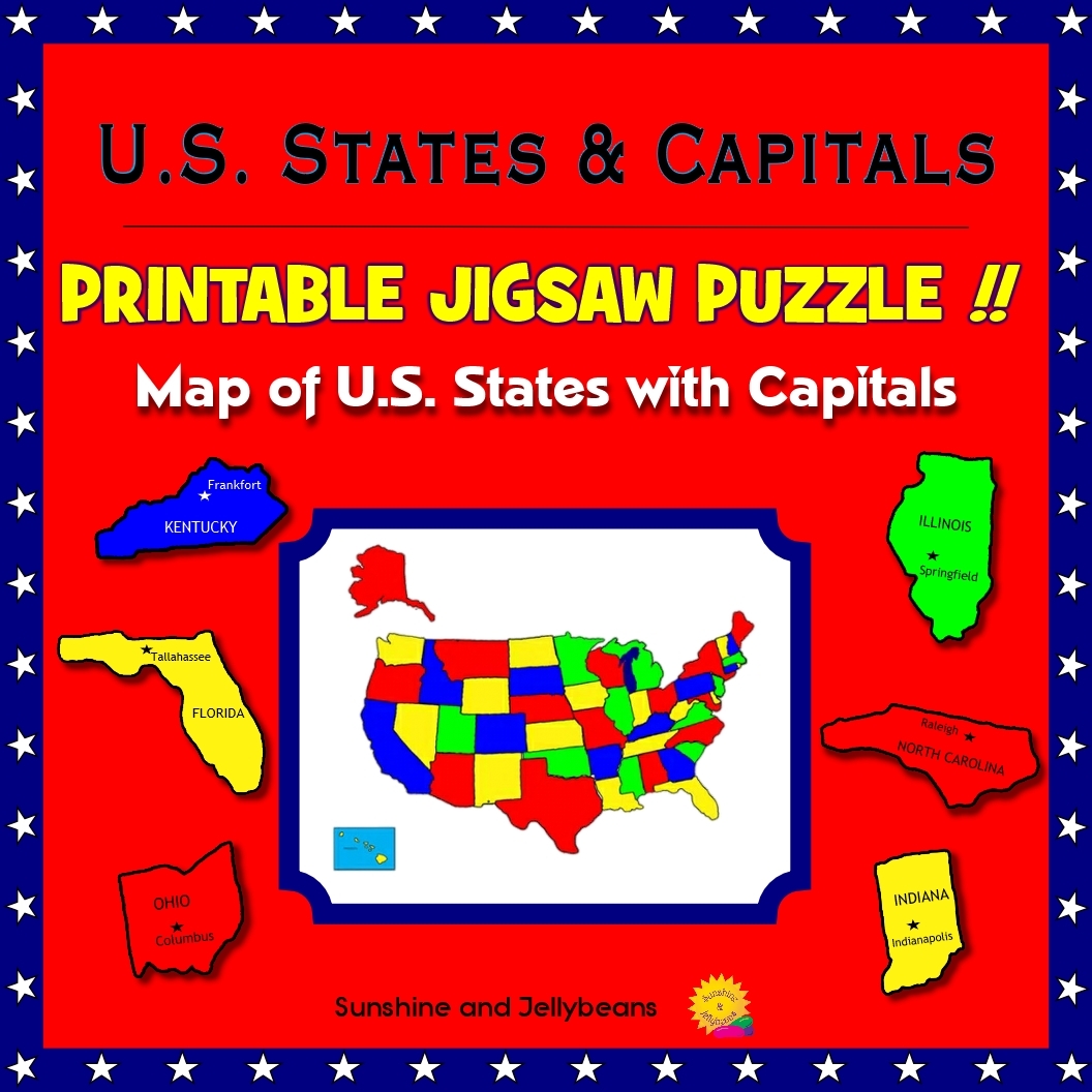 U S States Map Printable Jigsaw Puzzle Grades 3 7 Made By Teachers U S States Map Printable Jigsaw Puzzle Grades 3 7 Made By Teachers
