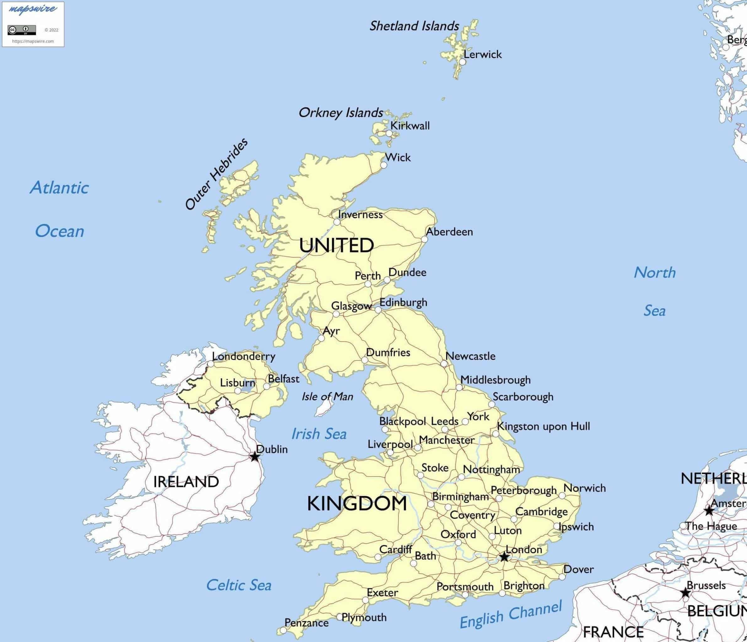Printable Map Of England With Cities