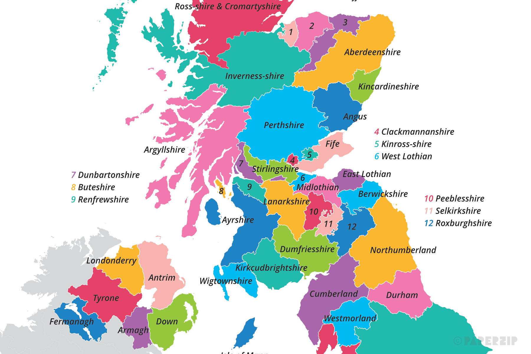 Free Printable Uk Counties Map