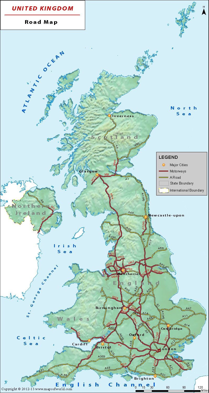 Printable England Road Map