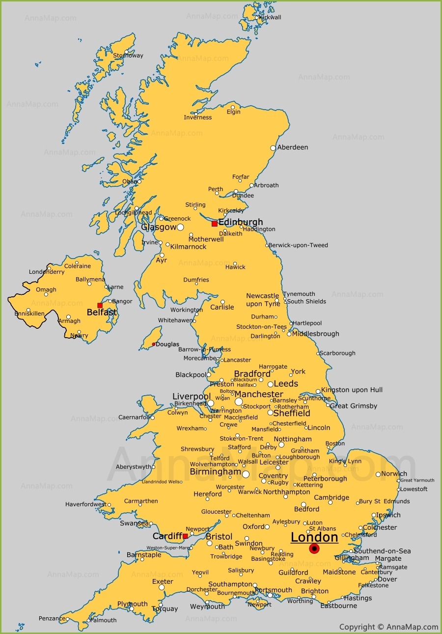 Printable Map Of United Kingdom