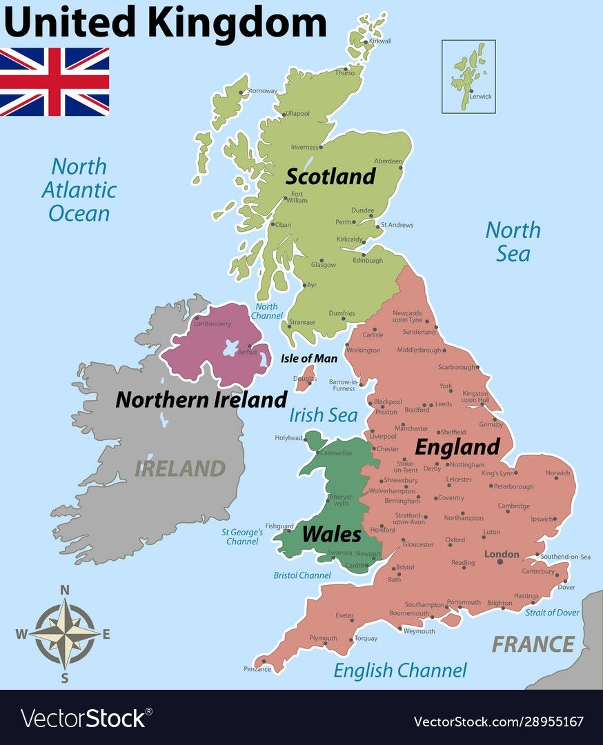 United Kingdom Map With County Boundaries Vector Image On VectorStock