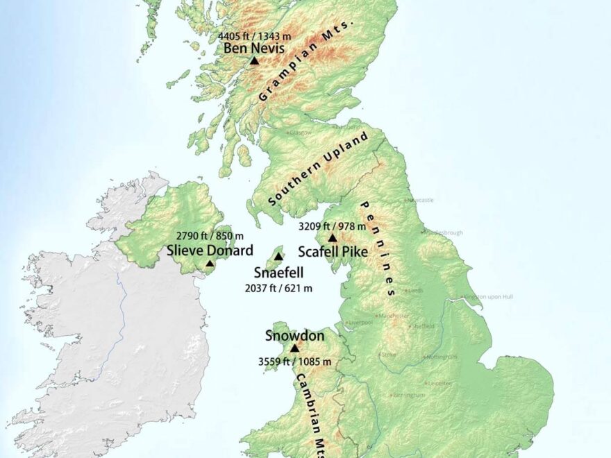 United Kingdom Physical Map