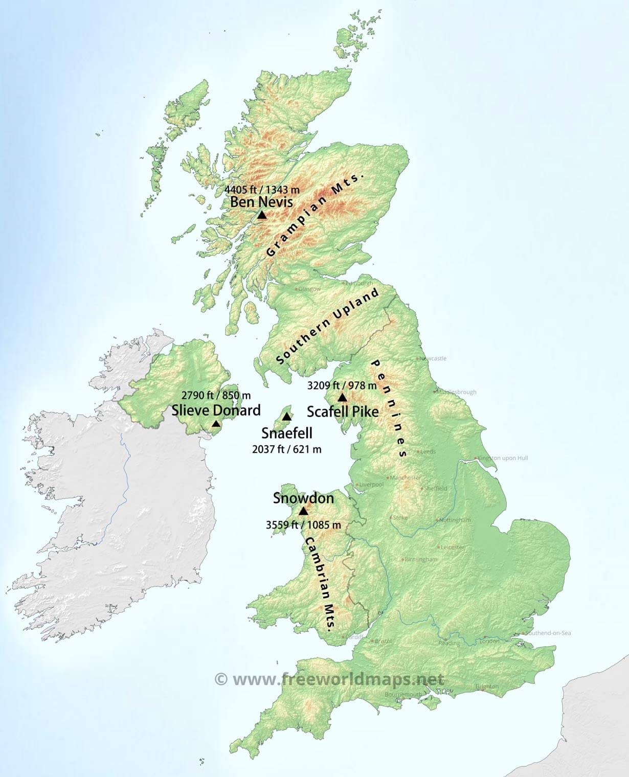 United Kingdom Physical Map