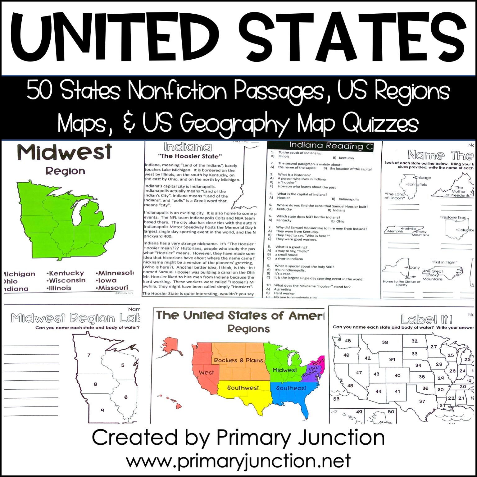 Us States Map Test Printable