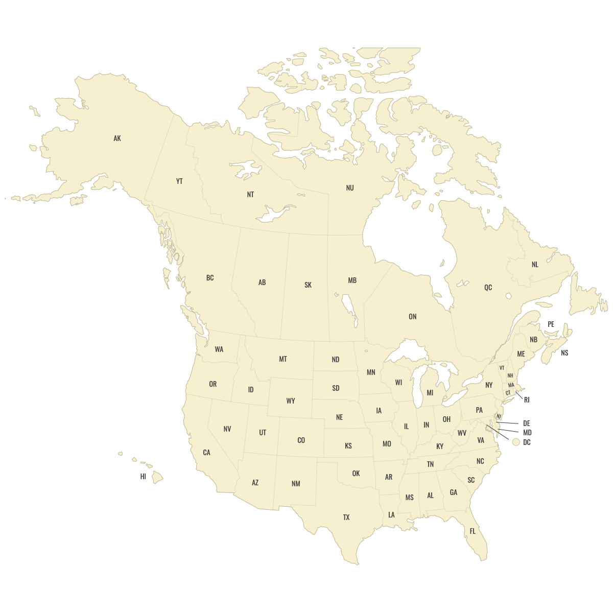 Map Of United States And Canada Printable
