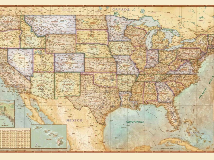 United States Antique Wall Map By Compart The Map Shop