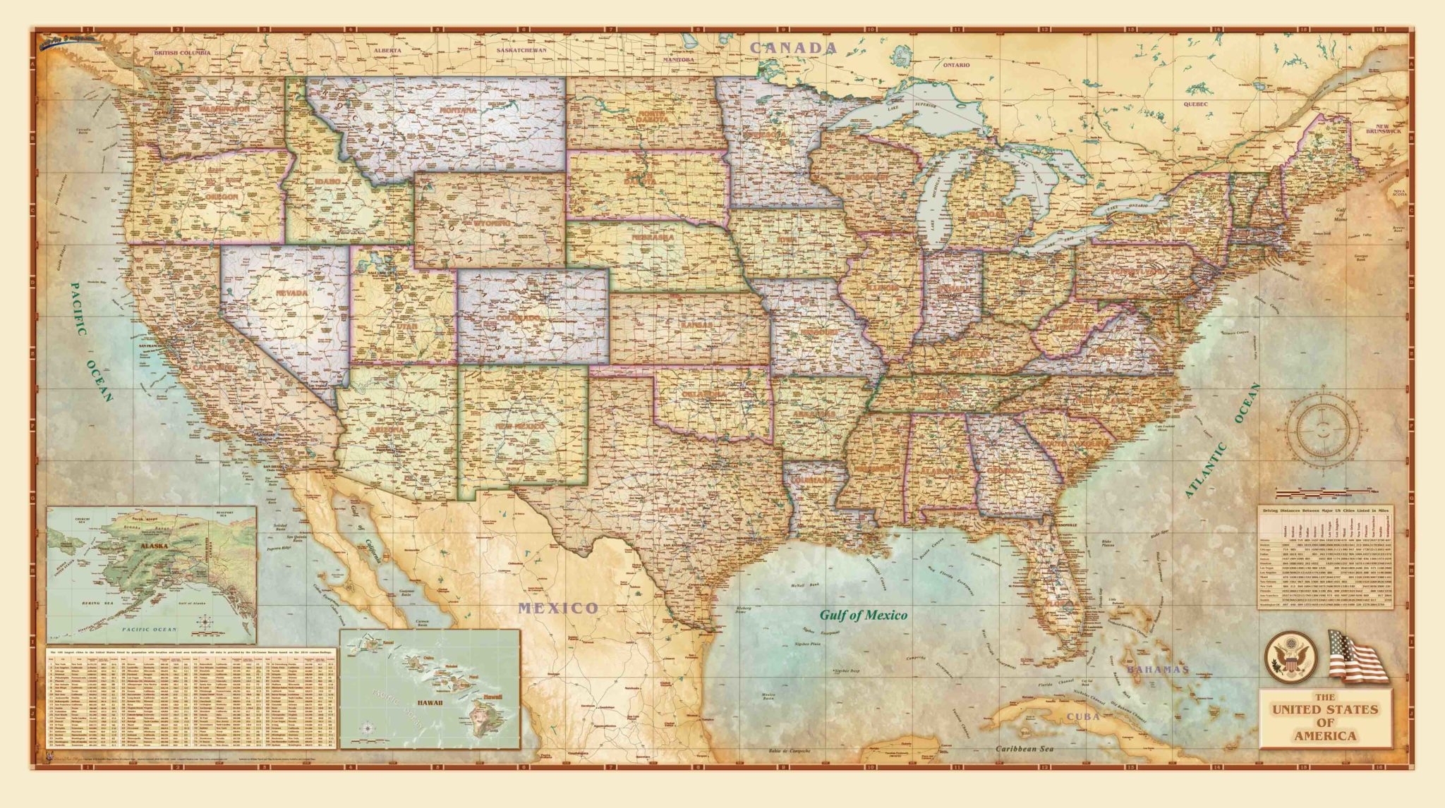United States Antique Wall Map By Compart The Map Shop