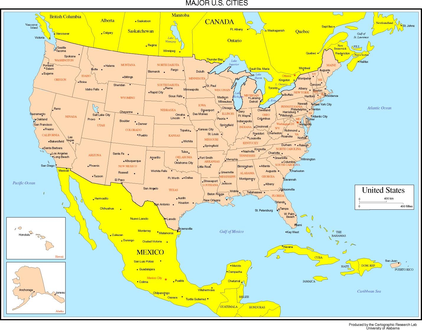 Printable Map Of Usa And Canada