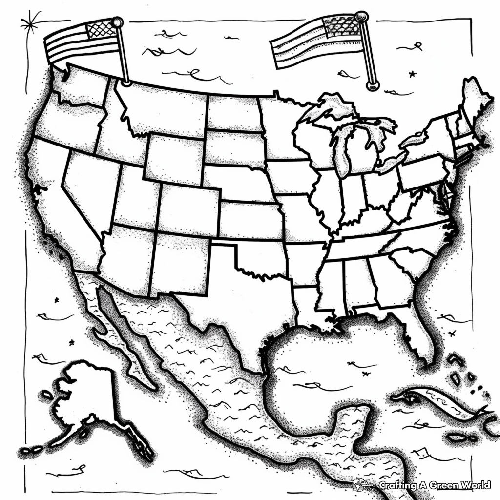 Printable Usa Map Coloring Page