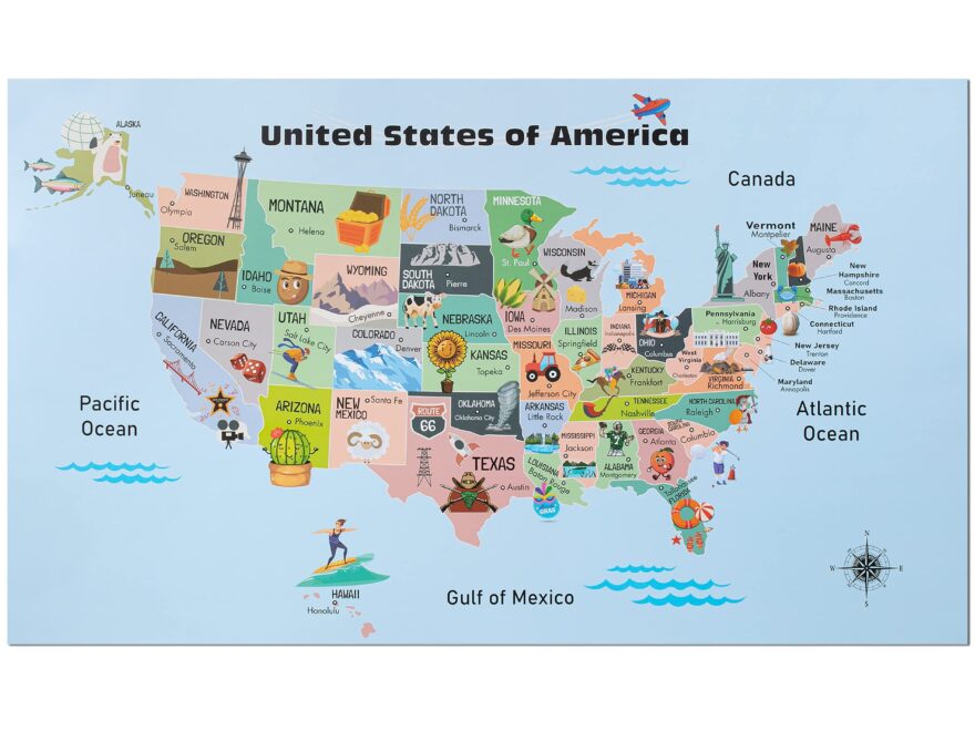 United States Map For Kids 14 5 x 24 6 US Map For Kids Learning Worksheets Library