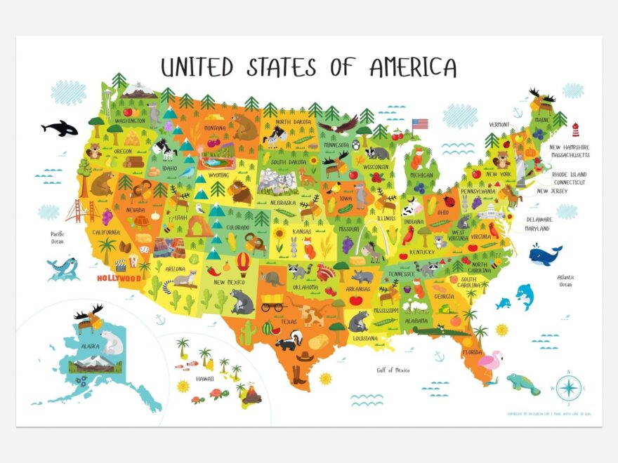 United States Map For Kids Lala Love Moda Worksheets Library