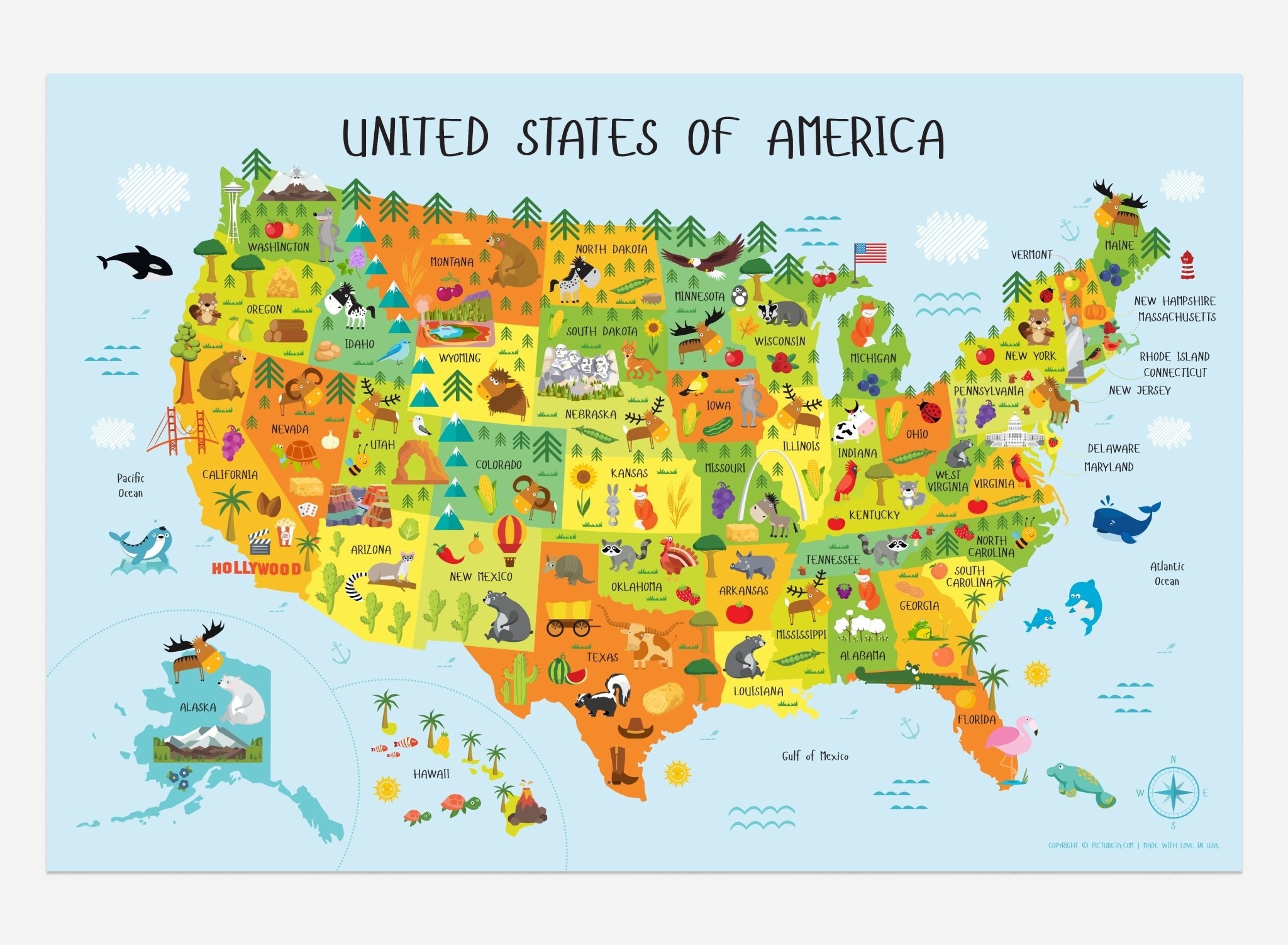 United States Map For Kids Lala Love Moda Worksheets Library