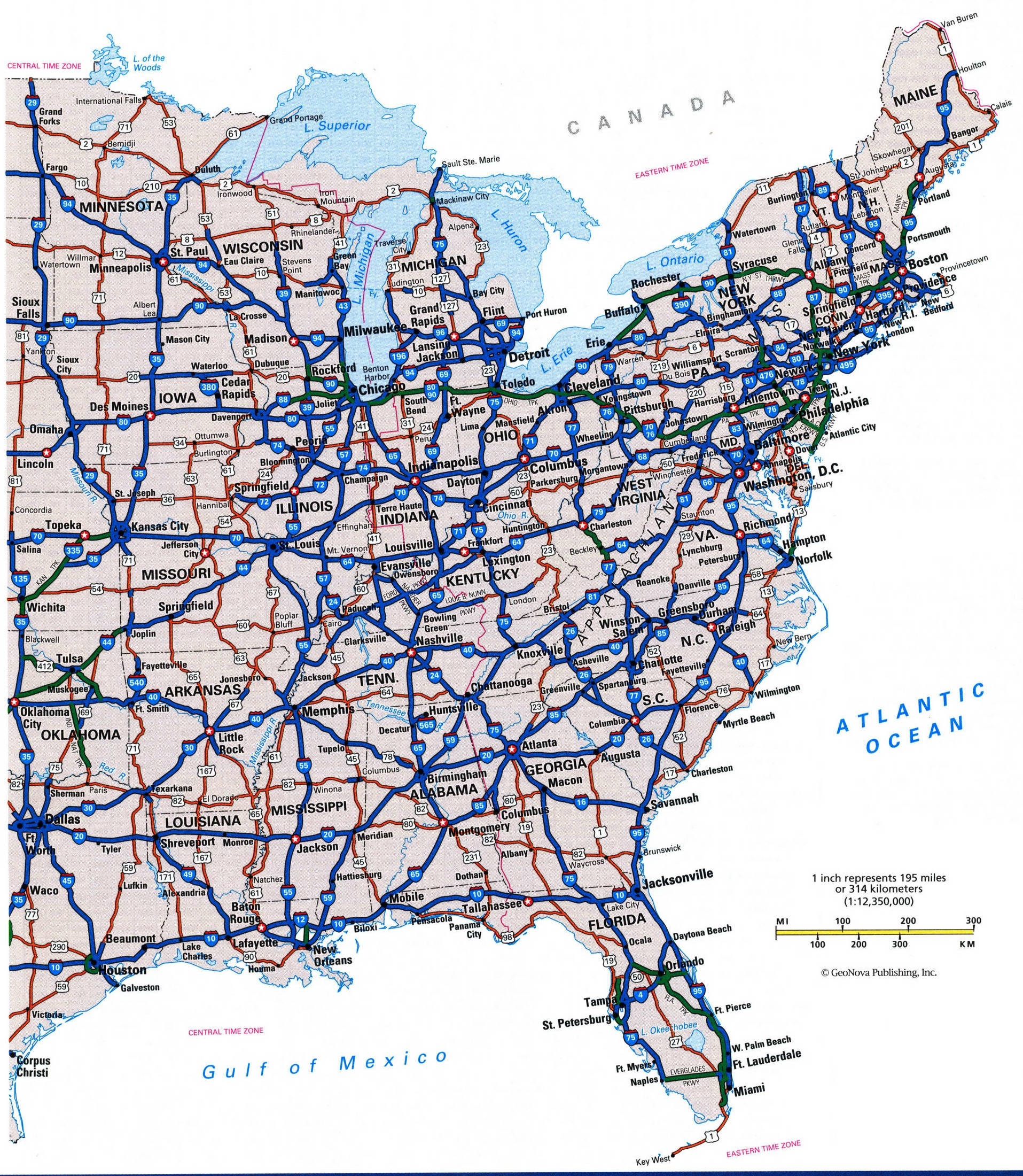 Printable Map Of Eastern Usa