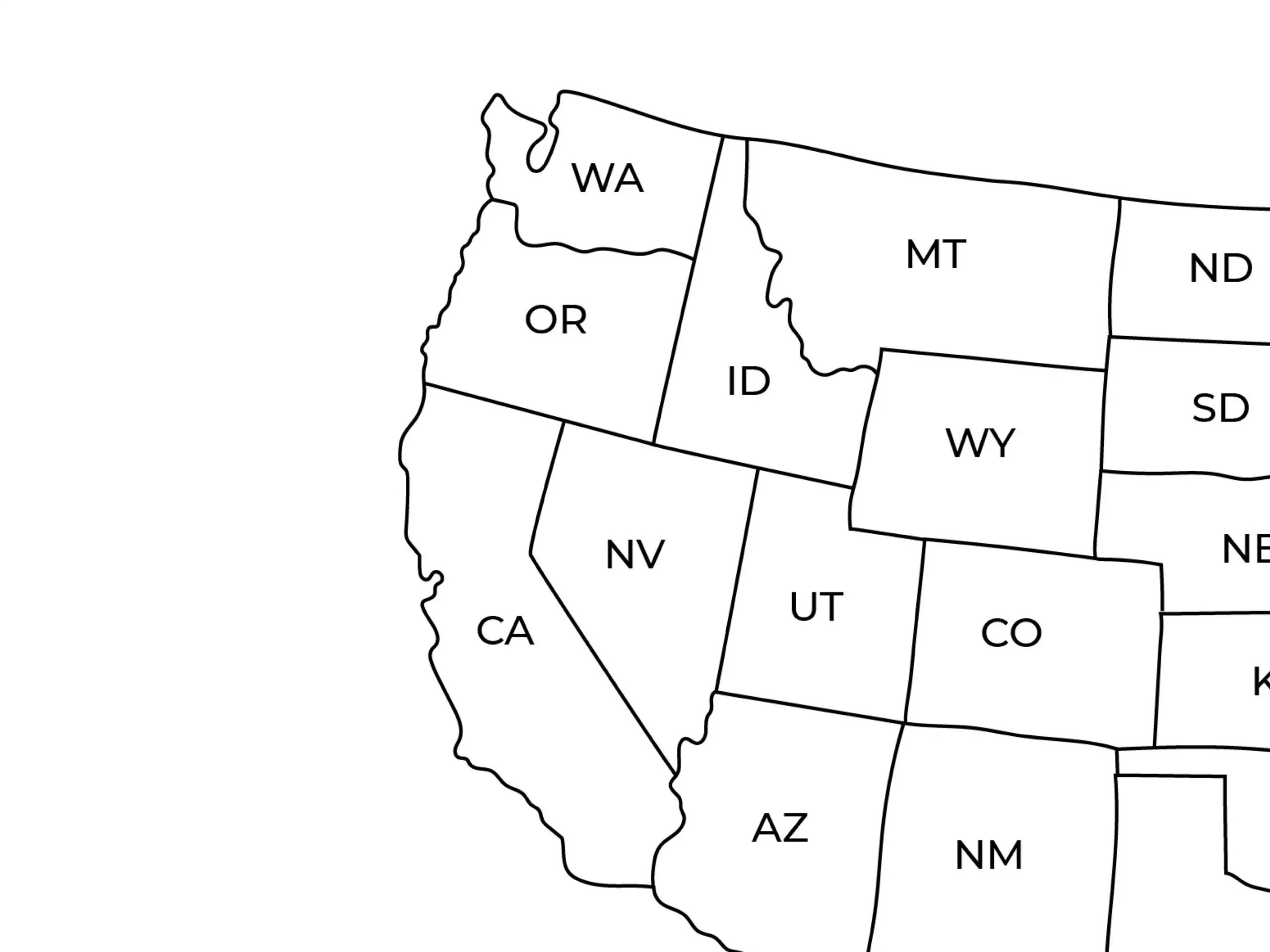 Free Printable Labeled Us Map