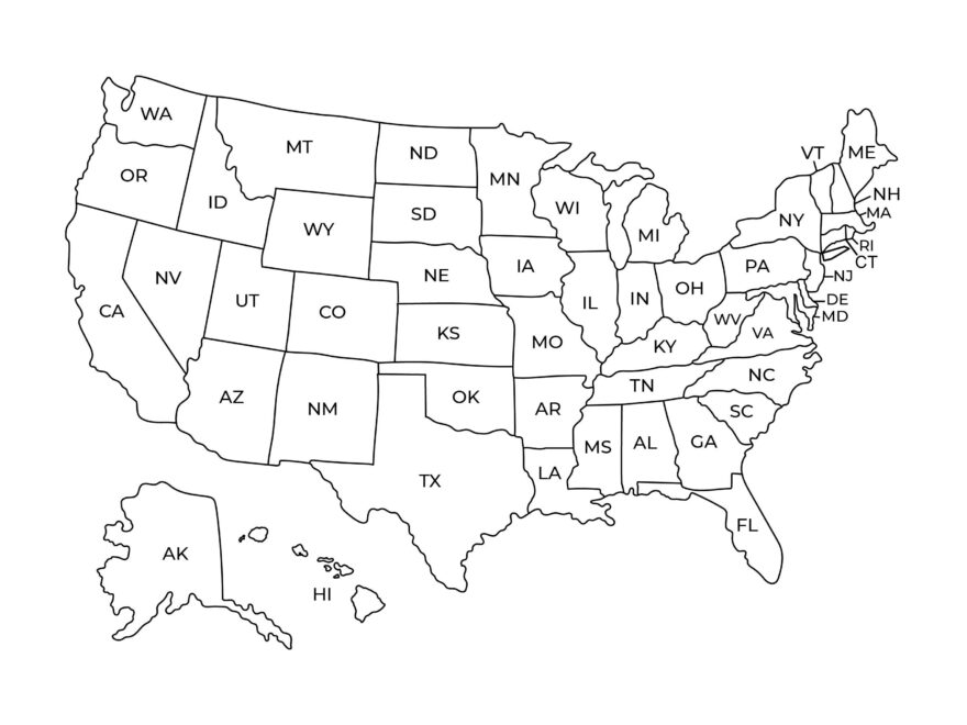 United States Map Labeled Printable Learn The States Map Of The USA Includes Blank Map Etsy