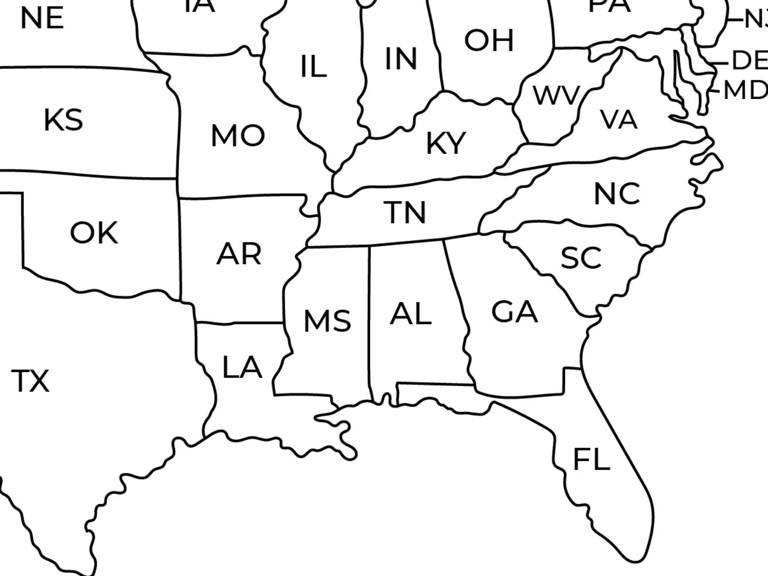 Map Of Usa Black And White Printable