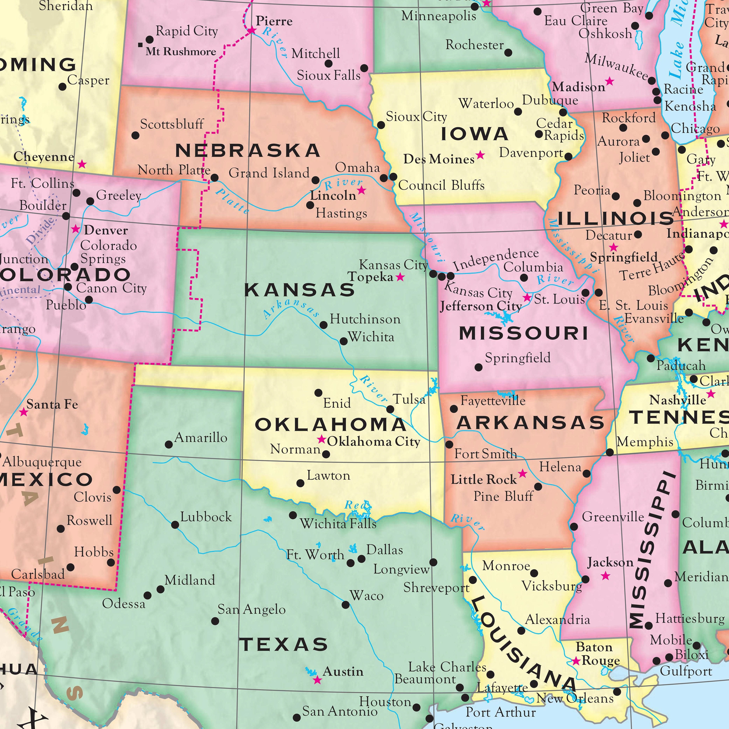 United States Simple Wall Map By Kappa The Map Shop United States Simple Wall Map By Kappa The Map Shop