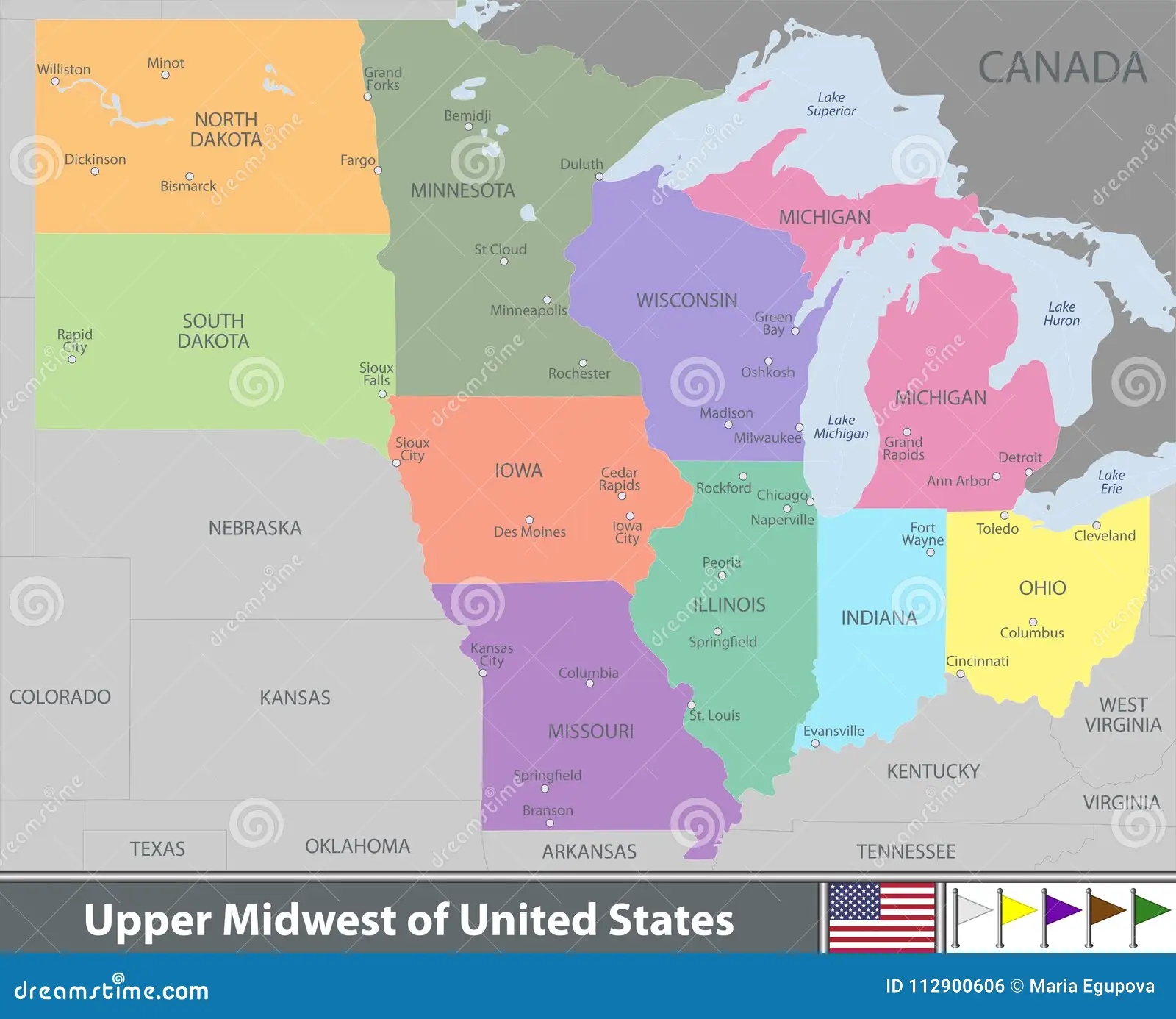 Upper Midwest Of United States Stock Vector Illustration Of Upper Midwest 112900606