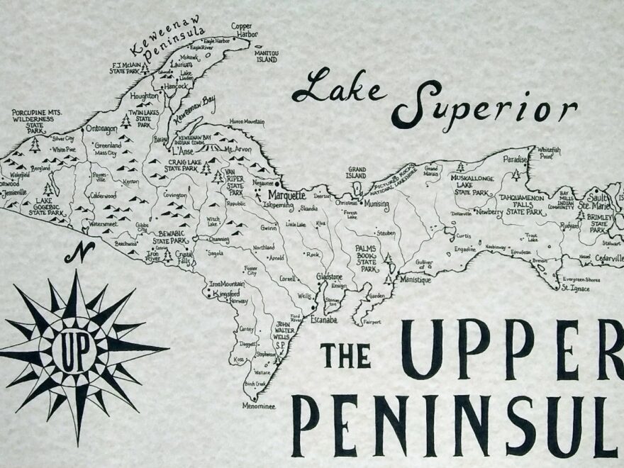 Upper Peninsula Michigan Map Etsy New Zealand