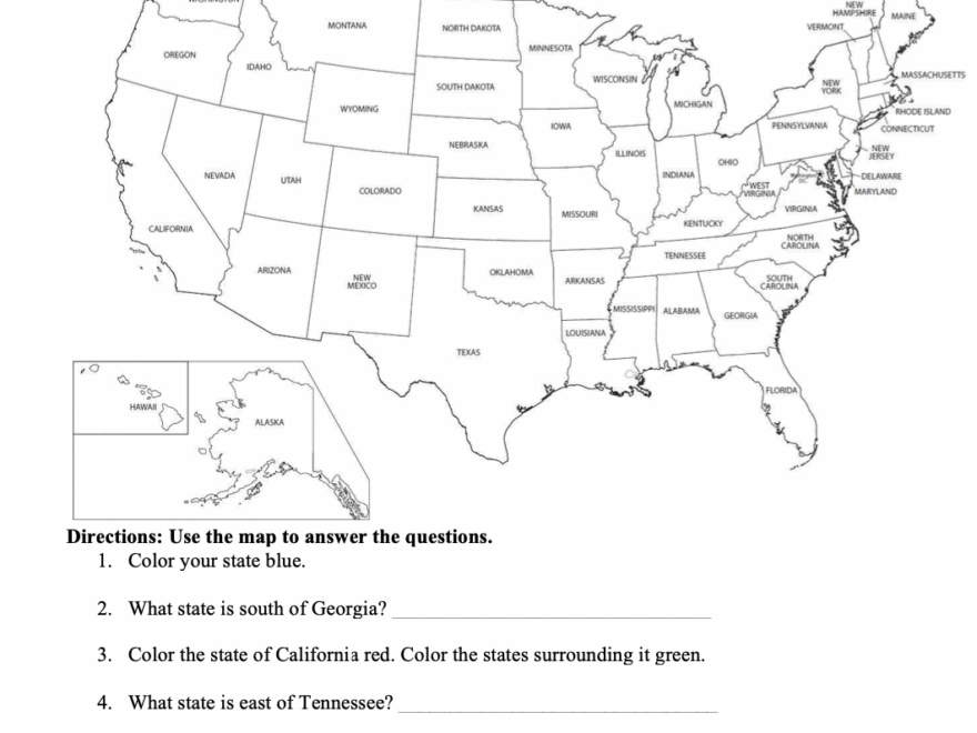 US Geography Color Name States Worksheet Made By Teachers