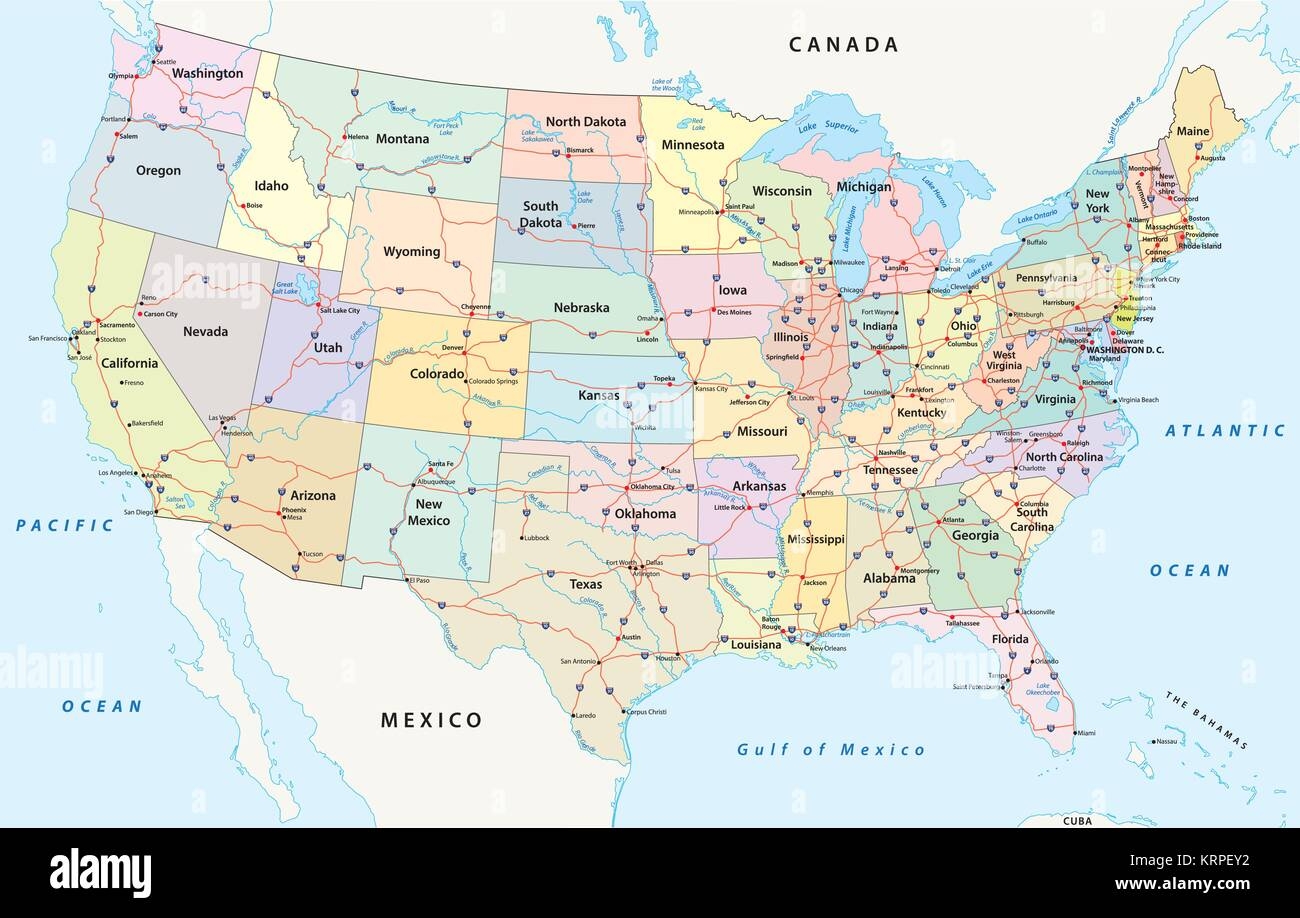 Us Interstate Highway Map Hi res Stock Photography And Images Alamy