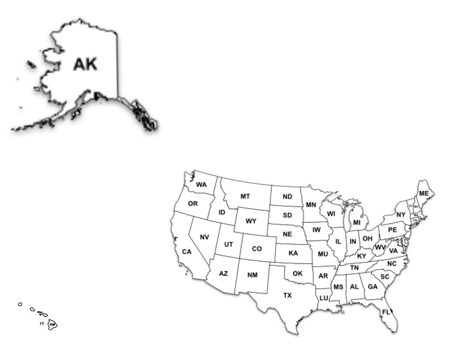US Map But With Alaska And Hawaii Included And Shown Accurately For Once R Maps