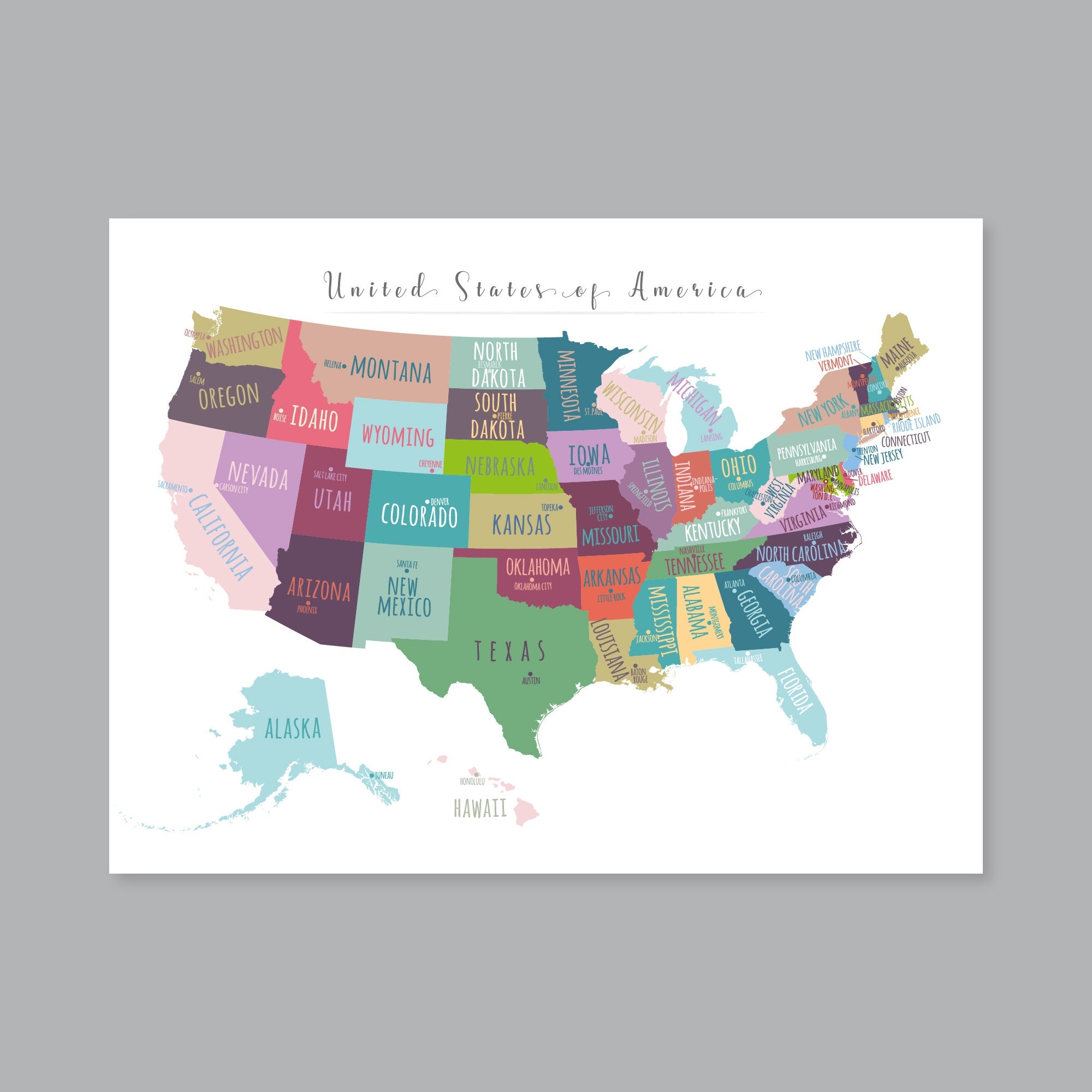 Printable Usa Map City Capitals