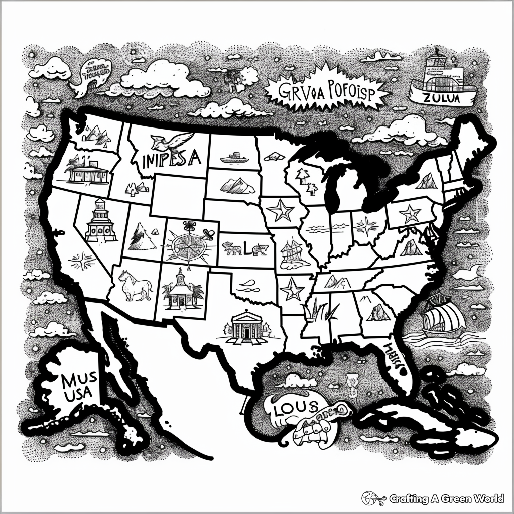 Us Map Coloring Pages Free Printable 