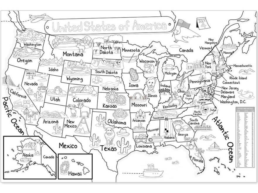 US Map Coloring Poster 35x52 Giant Coloring Posters