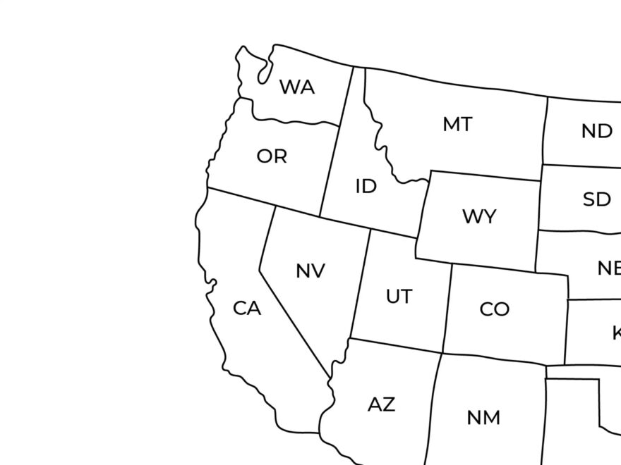 US Map With State Names Printable Map Of The USA United States Showing States Etsy