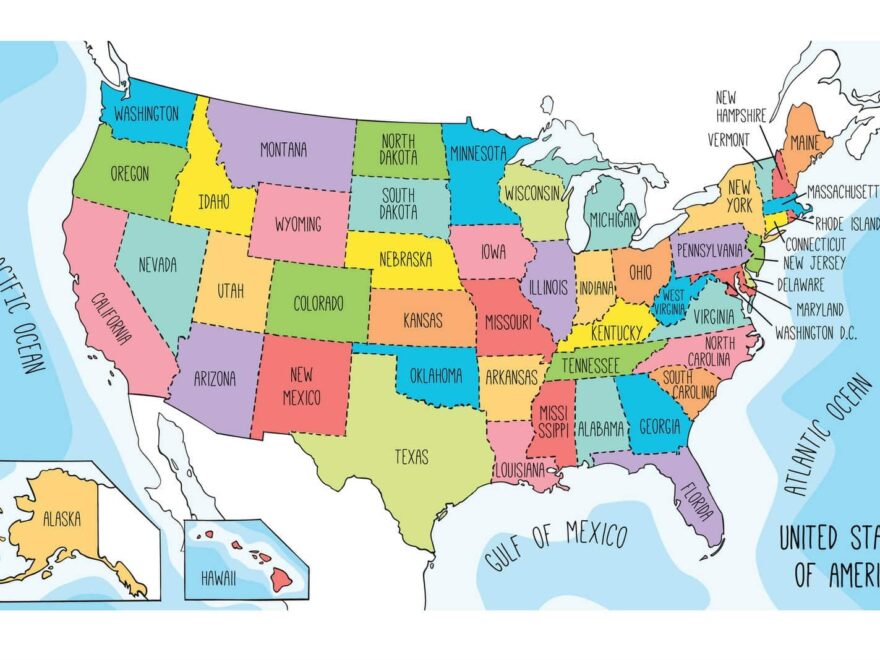 US Maps To Print And Color Includes State Names At Worksheets Library
