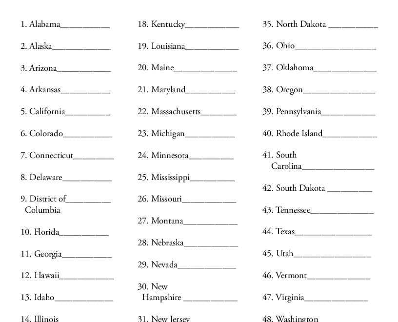 Us States And Capitals Worksheet Worksheets For All Worksheets Worksheets Library