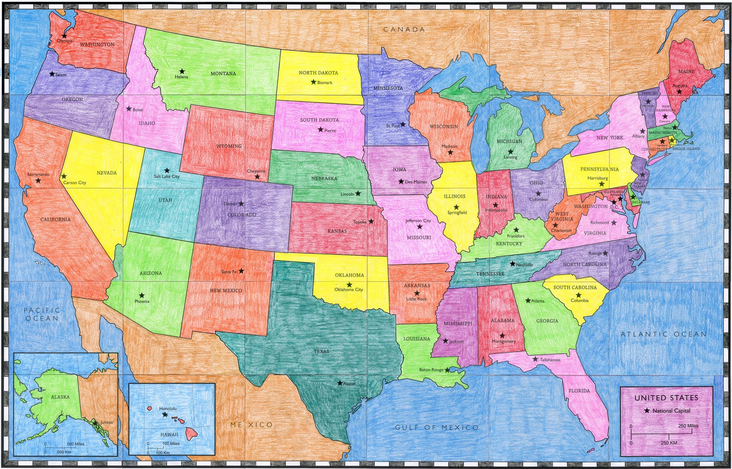United States Map Kids Printable