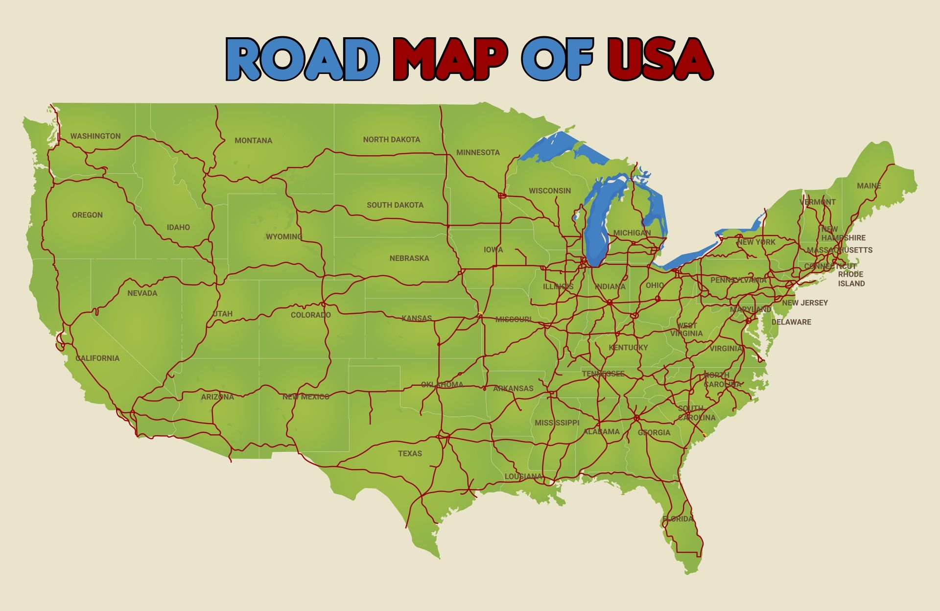 Free Printable Us Road Map