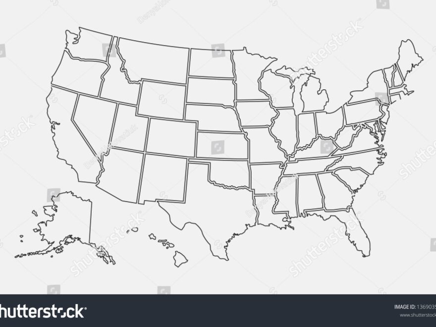 Usa Map Outline United States Vector Stock Vector Royalty Free 1369035701 Shutterstock