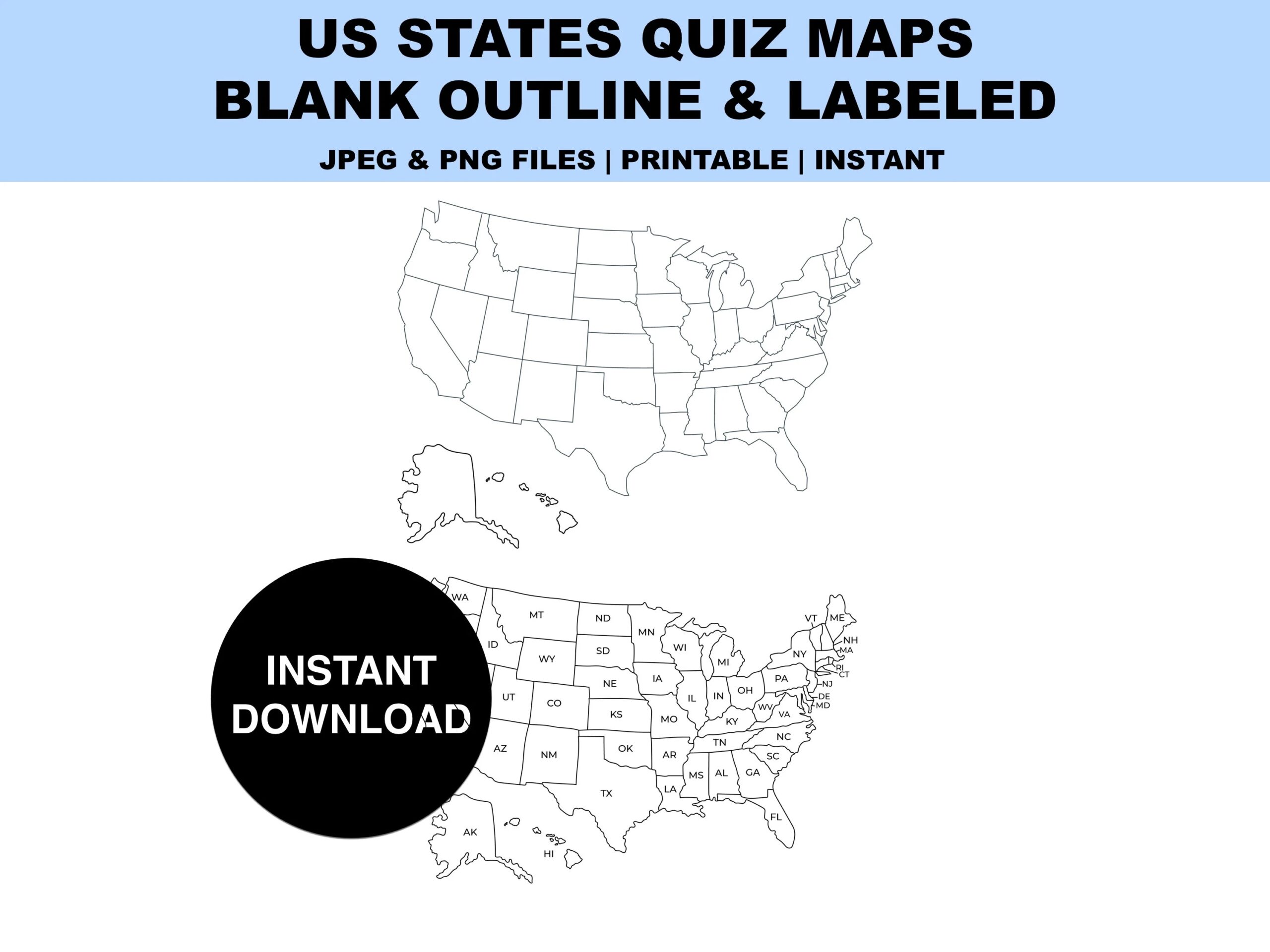 United States Map Test Printable