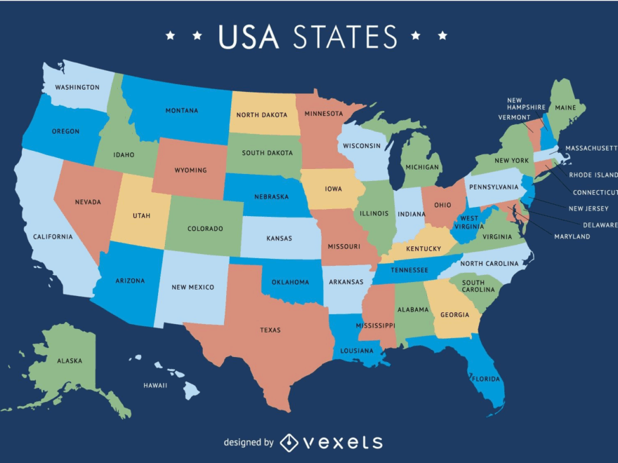USA Map With States Vector Download