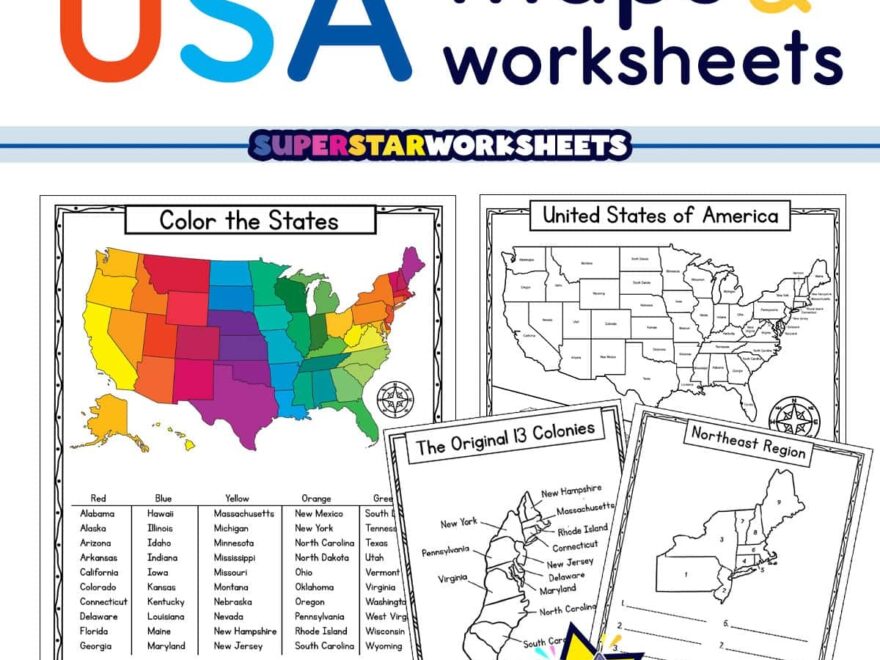USA Map Worksheets Superstar Worksheets