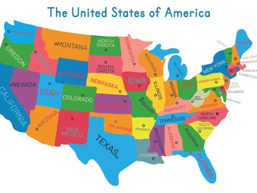USA Maps United States Colored 10 Free PDF Printables Printablee Worksheets Library