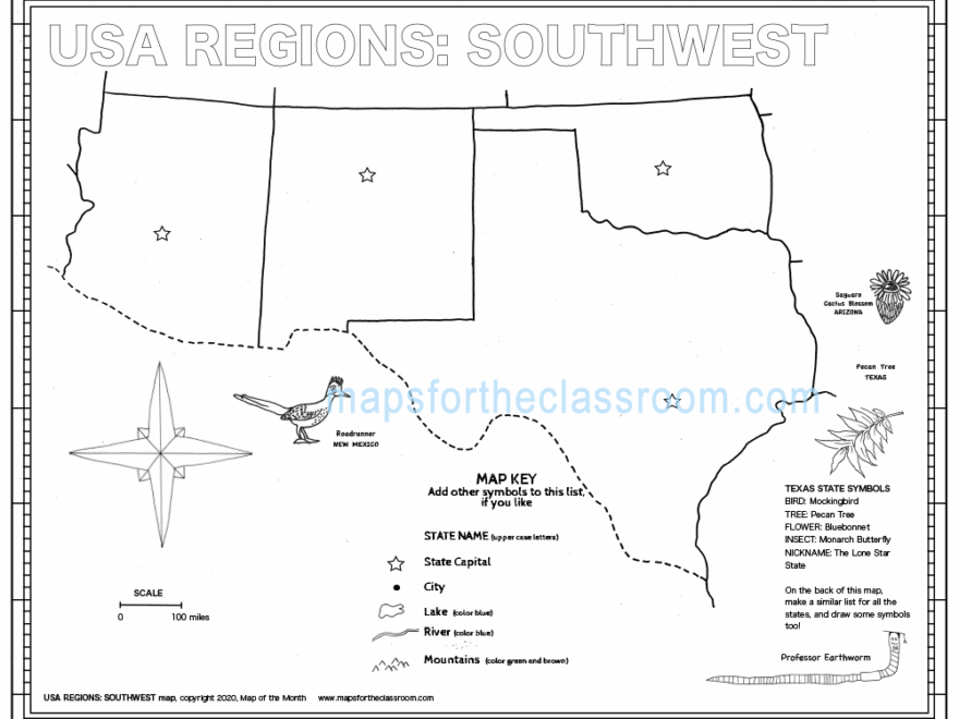 USA Regions Southwest Maps For The Classroom