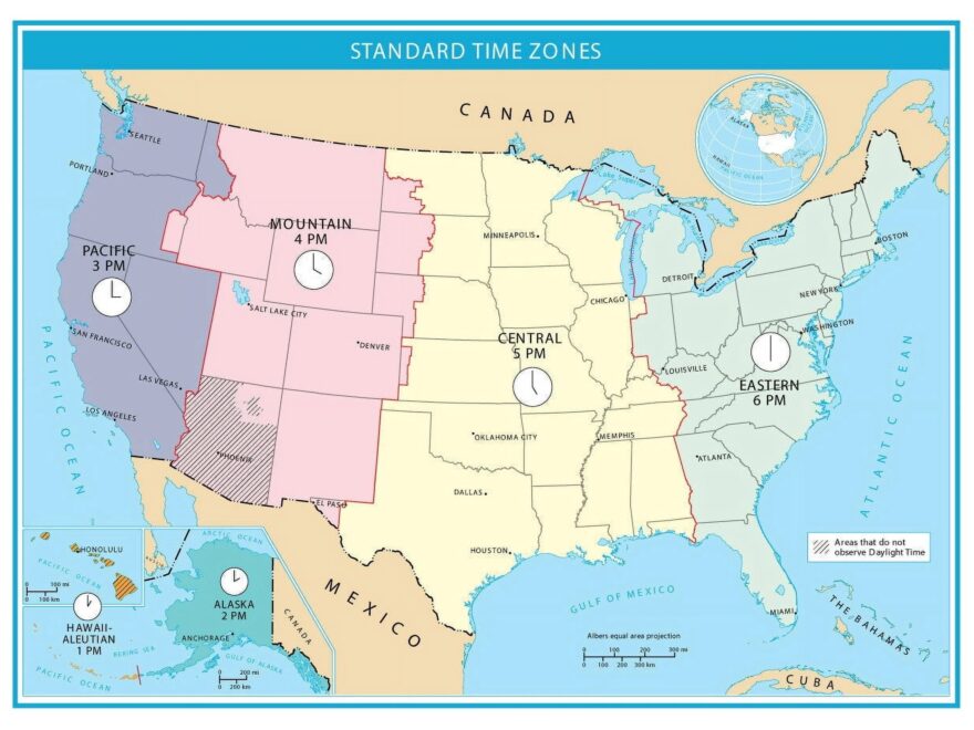 USA Time Zones Map GLOSSY POSTER PICTURE PHOTO PRINT BANNER CONVERSATIONPRINTS Walmart Business Supplies