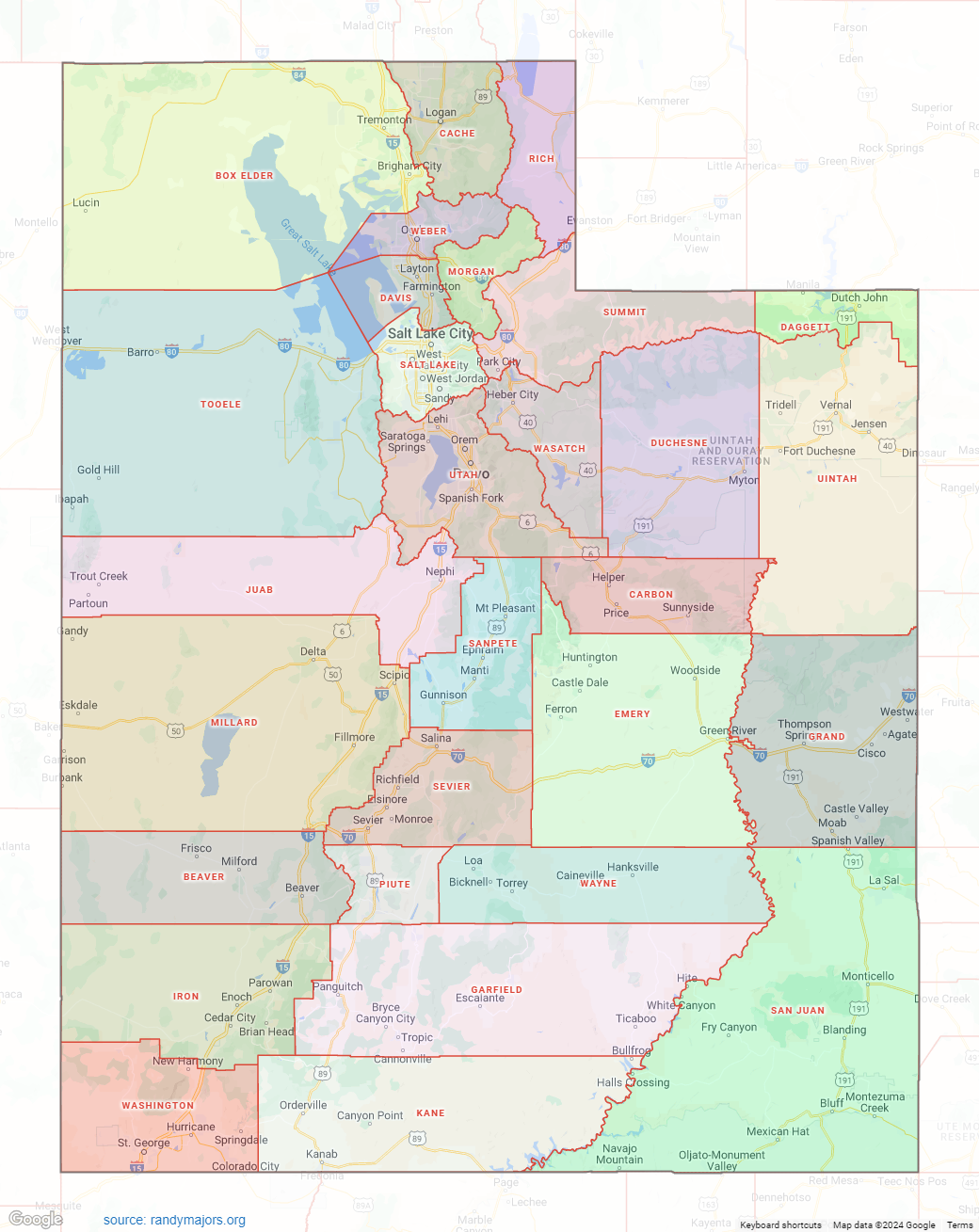 Utah County Map Shown On Google Maps