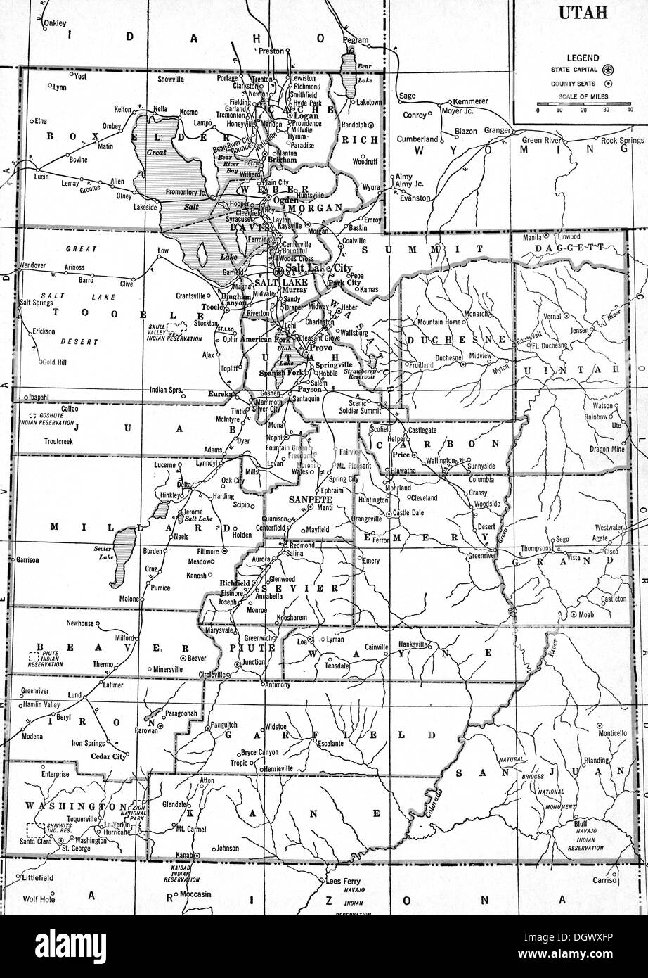Utah Map Black And White Stock Photos Images Alamy