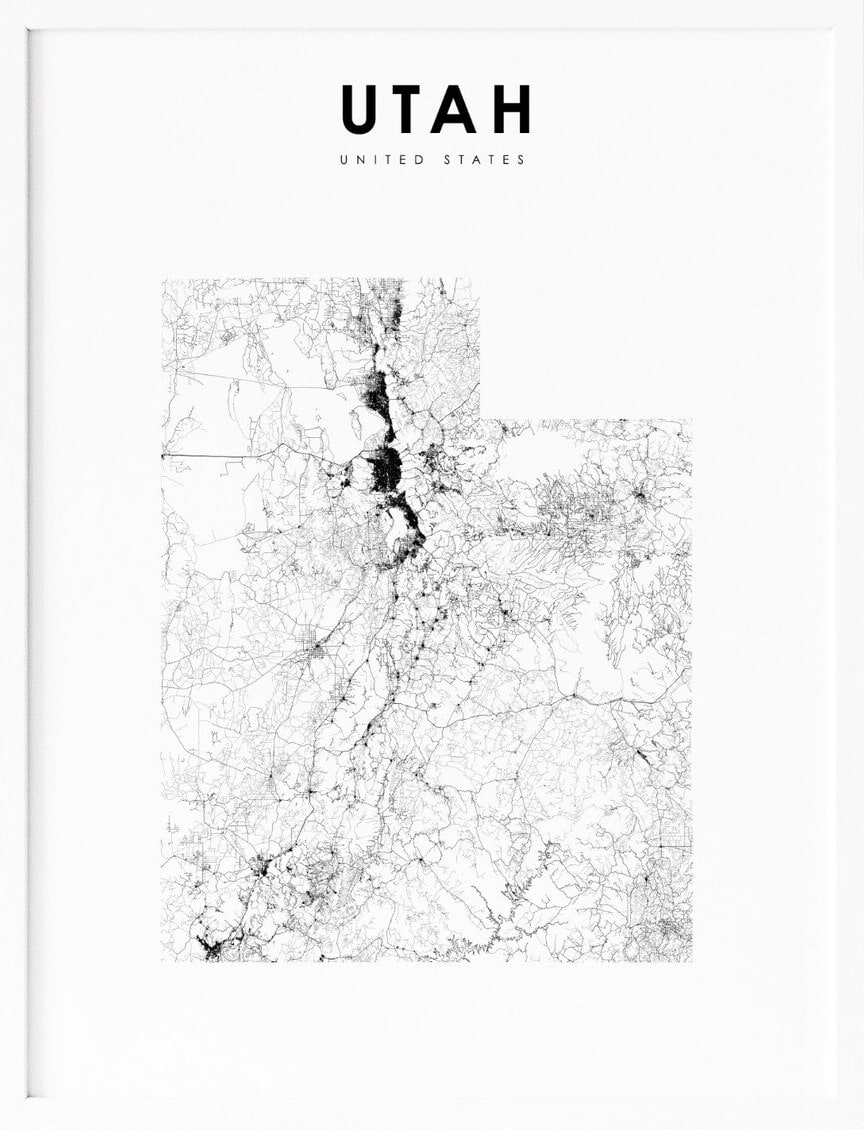 Black And White Printable Utah Map
