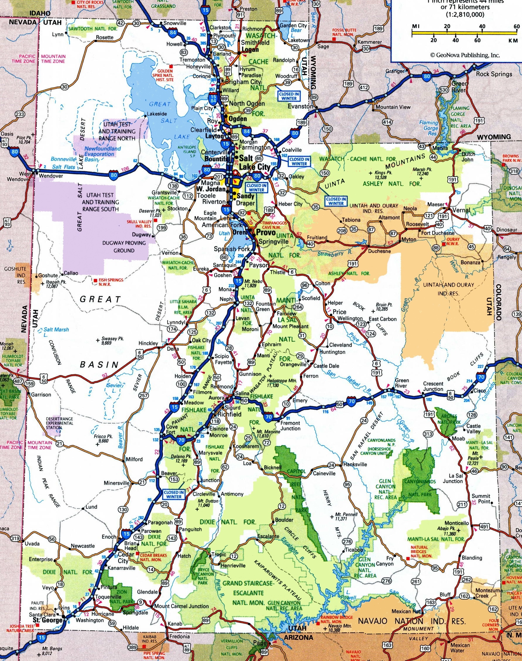 Utah Road Map Ontheworldmap Utah Road Map Ontheworldmap
